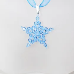 Pendant 30cm - Delphinus-Blue Organza - Pendant 30cm - Laiton argenté